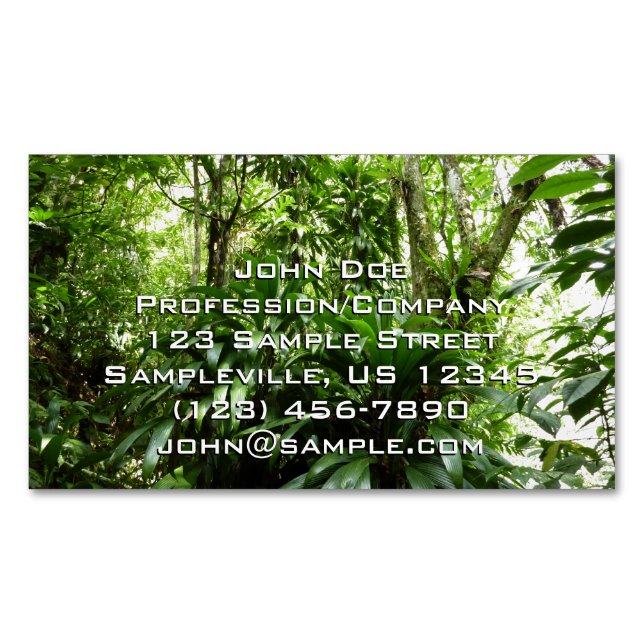 Dominican Rain Forest I Tropical Green Nature Magnetic Business Card (Front)