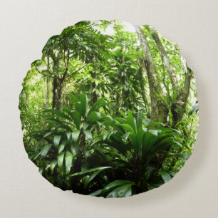 Dominican Rain Forest I Tropical Green Nature Round Cushion