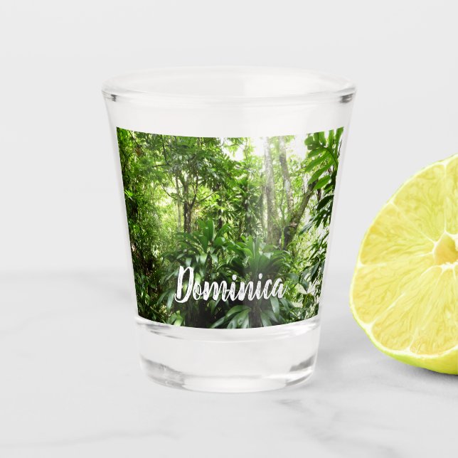 Dominican Rain Forest I Tropical Green Nature Shot Glass (Front)