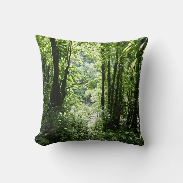 Dominican Rain Forest II Tropical Green Cushion (Front)