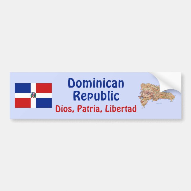 Dominican Rep. Flag and Map Bumper Sticker (Front)