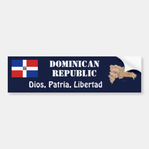 Dominican Rep. Flag + Map Bumper Sticker
