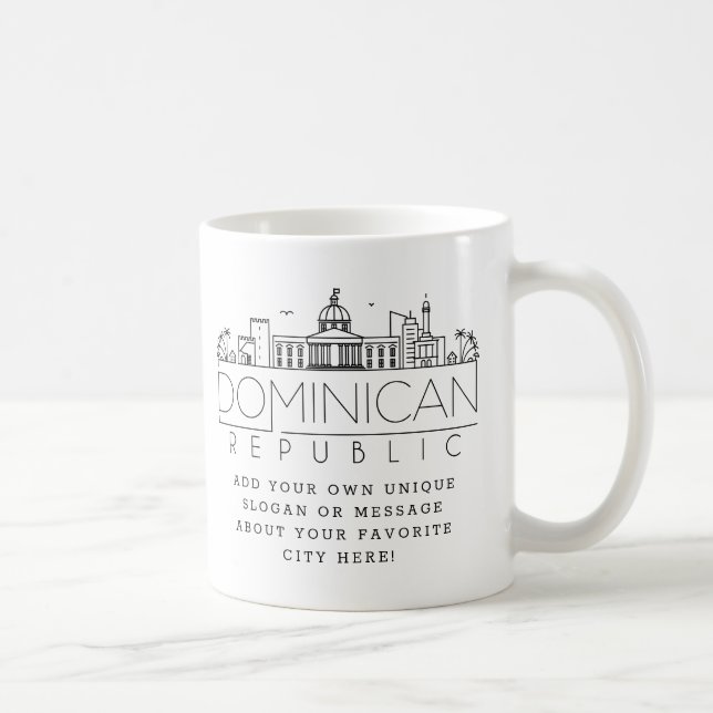 Dominican Rep. Stylised Skyline | Custom Slogan Coffee Mug (Right)