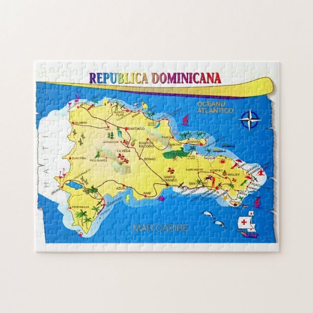Dominican Republic 11x14 Map  Jigsaw Puzzle (Horizontal)