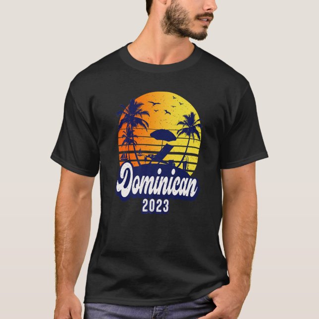 Dominican Republic 2023 Sunset Beach Retro Premium T-Shirt (Front)