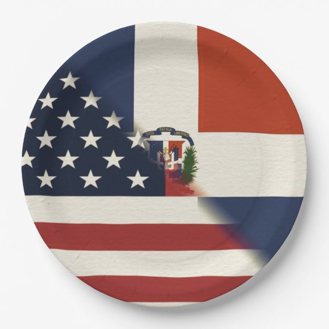 Dominican Republic America Flag | US D.R. Paper Plate (Front)