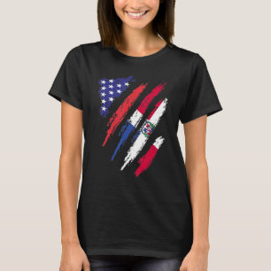 Dominican Republic American Grown Flag USA Heritag T-Shirt