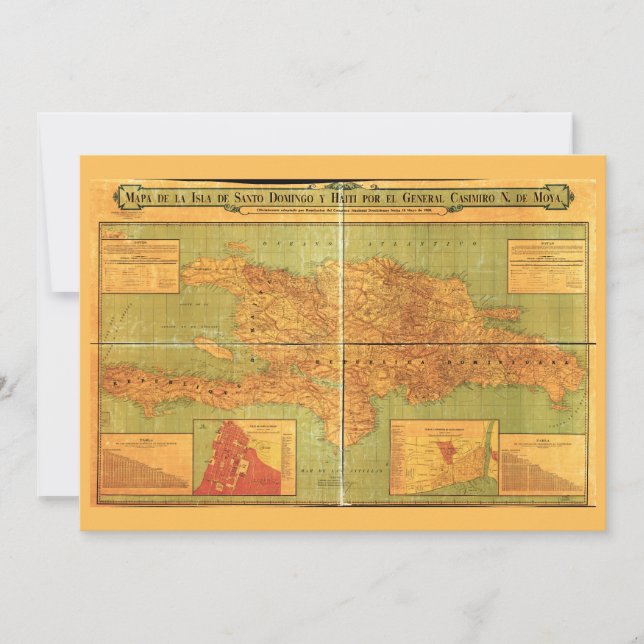 Dominican Republic and Haiti Map (1906) (Front)