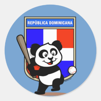 Dominican Republic Baseball Panda Classic Round Sticker