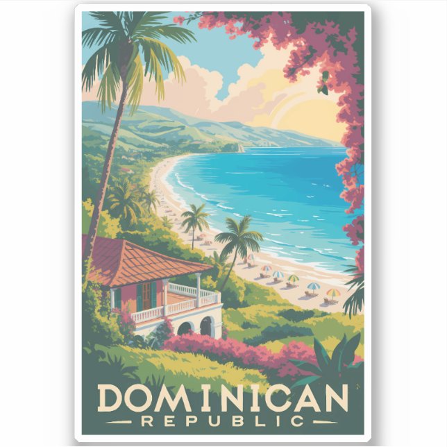Dominican Republic Beach Illustration Travel Art (Front)