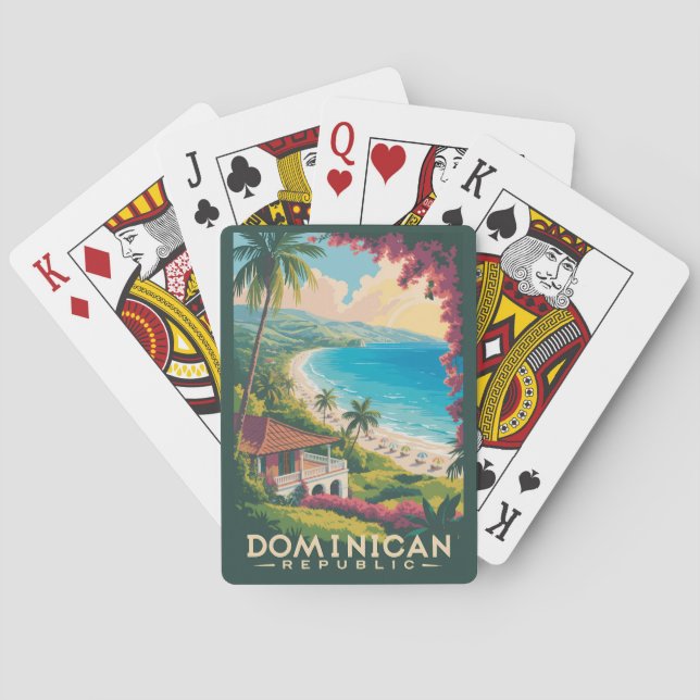 Dominican Republic Beach Illustration Travel Art Playing Cards (Back)