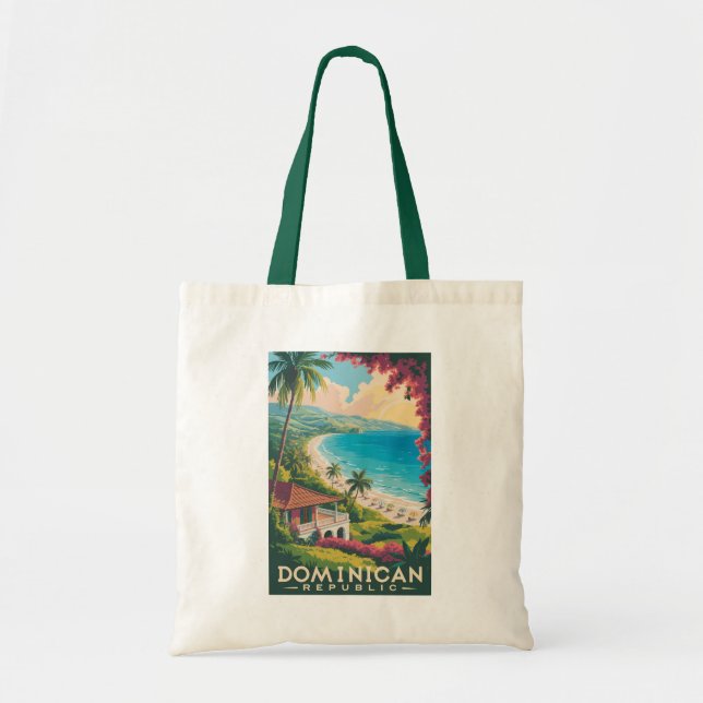 Dominican Republic Beach Illustration Travel Art Tote Bag (Front)