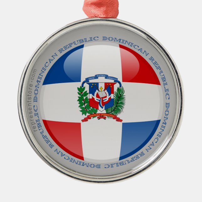Dominican Republic Bubble Flag Metal Tree Decoration (Front)