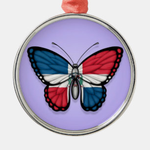 Dominican Republic Butterfly Flag on Purple Metal Tree Decoration