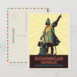 Dominican Republic, Colombus statue, Caribbean Pos Postcard