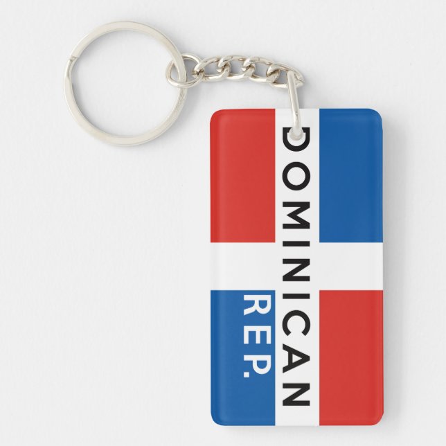 dominican republic country flag symbol name text key ring (Front)