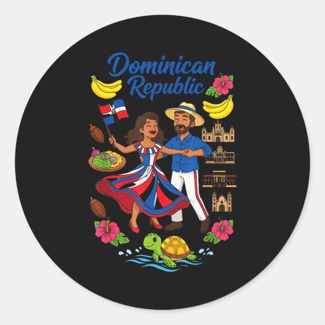 Dominican Republic Culture Dancing Travel  Classic Round Sticker (Front)