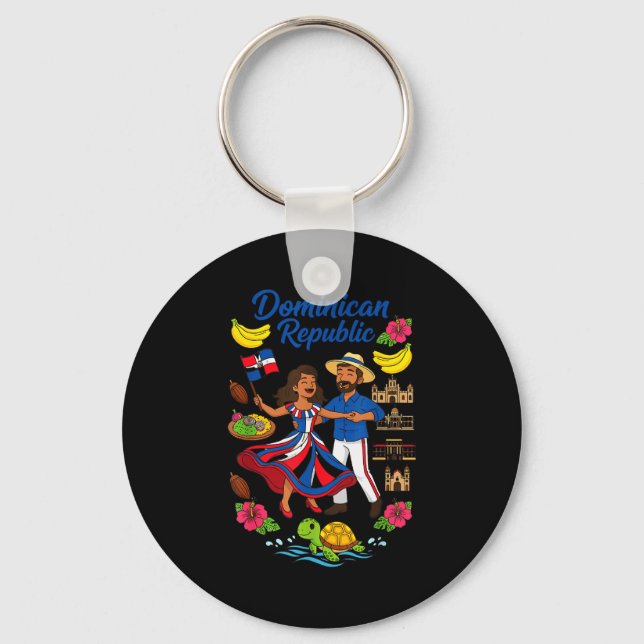 Dominican Republic Culture Dancing Travel  Key Ring (Front)