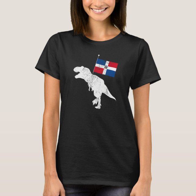   Dominican Republic Dinosaur Tyrannosaurus Rex T-Shirt (Front)