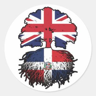 Dominican Republic Dominican British UK Tree Roots Classic Round Sticker