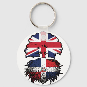 Dominican Republic Dominican British UK Tree Roots Key Ring