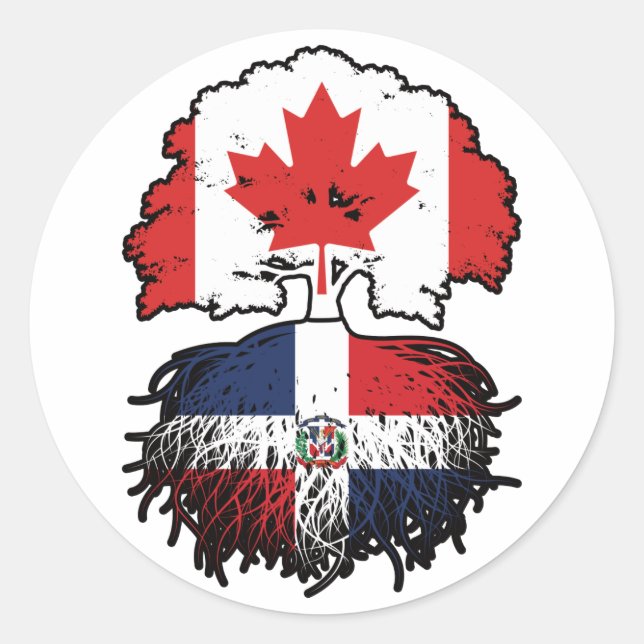 Dominican Republic Dominican Canadian Canada Tree Classic Round Sticker (Front)