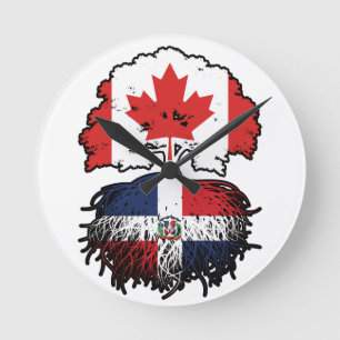 Dominican Republic Dominican Canadian Canada Tree Round Clock