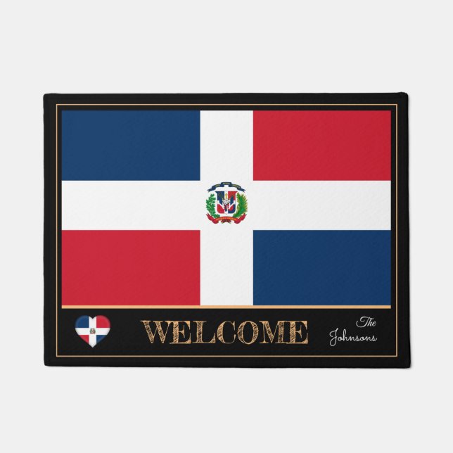 Dominican Republic & Dominican Flag house/ Welcome Doormat (Front)