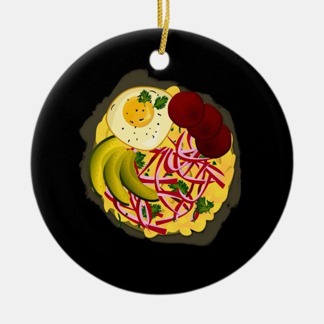 Dominican Republic Favourite Food Mangú Salami Qu Ceramic Tree Decoration (Front)