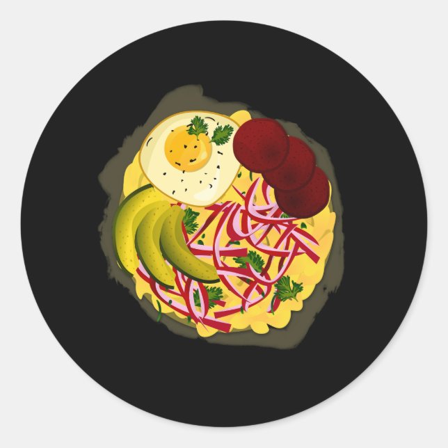 Dominican Republic Favourite Food Mangú Salami Qu Classic Round Sticker (Front)