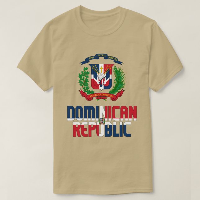 Dominican Republic Flag and Coat Of Arms Patriotic T-Shirt (Design Front)