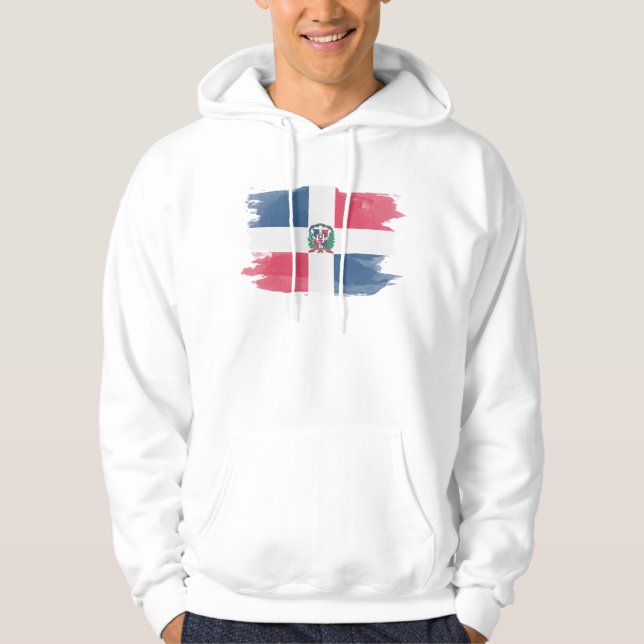 Dominican Republic flag brush stroke, national fla Hoodie (Front)