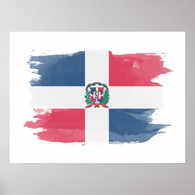 Dominican Republic flag brush stroke, national fla Poster (Front)
