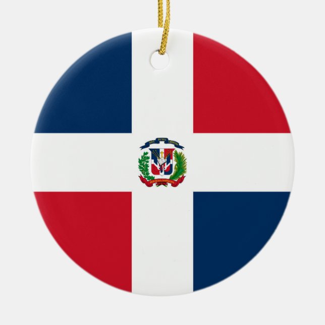Dominican Republic flag Ceramic Tree Decoration (Front)