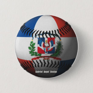 Dominican Republic Flag Covered Baseball 6 Cm Round Badge