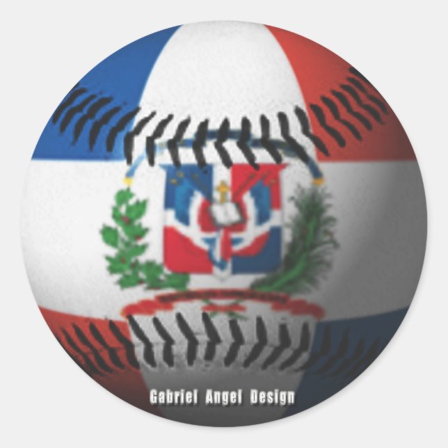 Dominican Republic Flag Covered Baseball Classic Round Sticker (Front)