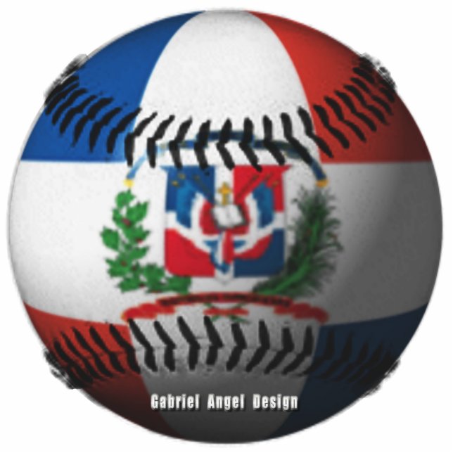 Dominican Republic Flag Covered Baseball Standing Photo Sculpture (Front)