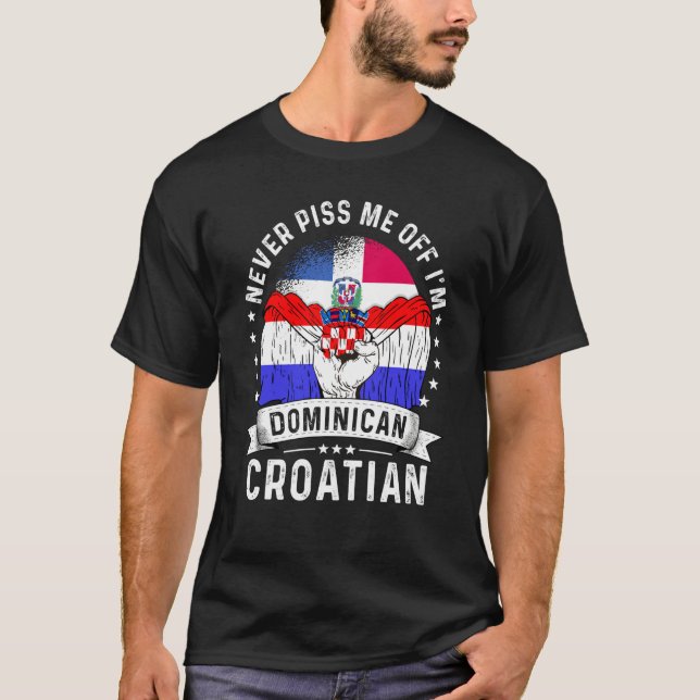 Dominican Republic Flag Croatia Grown  Humor Pride T-Shirt (Front)