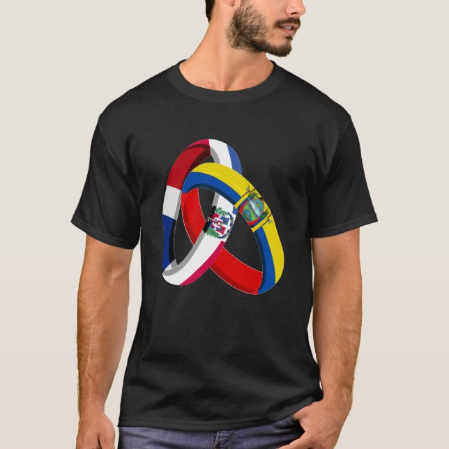 Dominican Republic Flag Ecuador Grown Ring Marriag T-Shirt (Front)