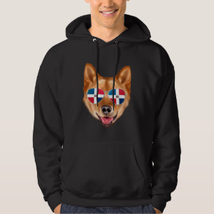Dominican Republic Flag Finnish Spitz Dog Pocket Hoodie