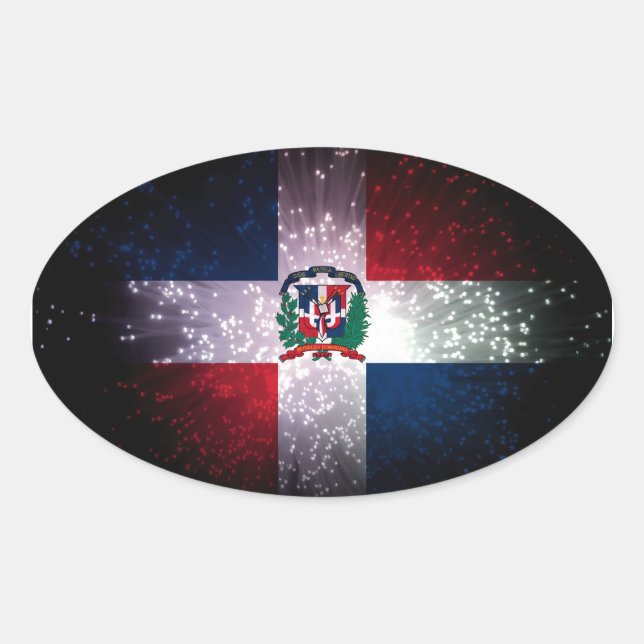 Dominican Republic Flag Firework Oval Sticker (Front)