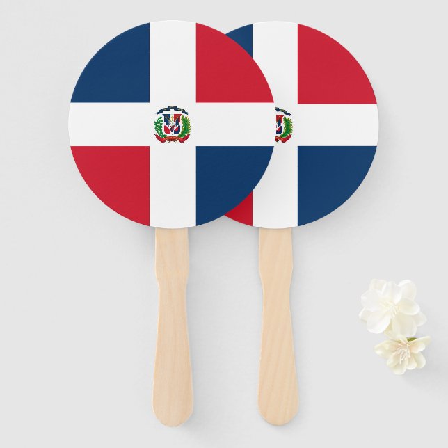 Dominican Republic flag Hand Fan (Front and Back)