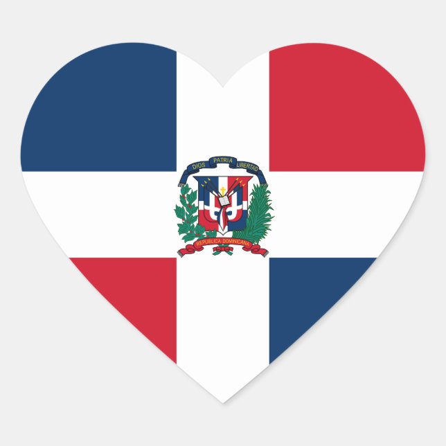 Dominican Republic Flag Heart Sticker (Front)