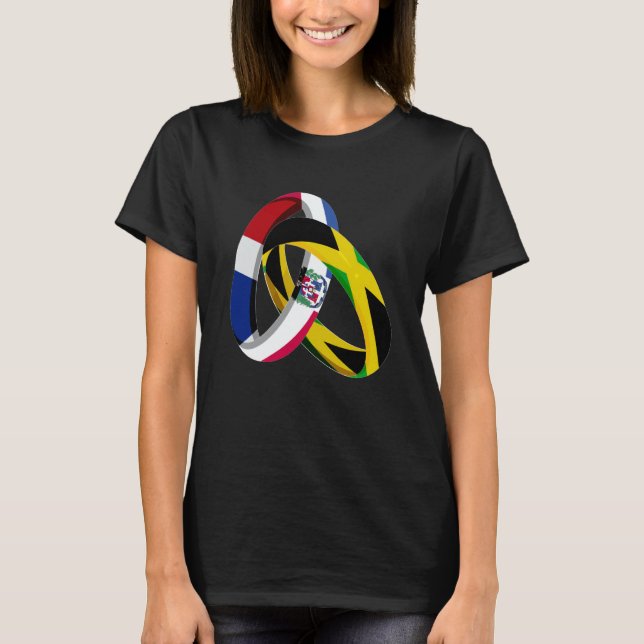 Dominican Republic Flag Jamaica Grown Ring Marriag T-Shirt (Front)