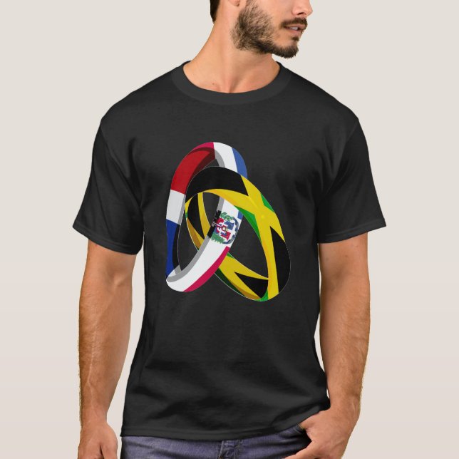 Dominican Republic Flag Jamaica Grown Ring Marriag T-Shirt (Front)