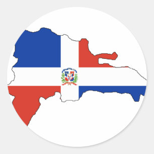 Dominican Republic flag map Classic Round Sticker