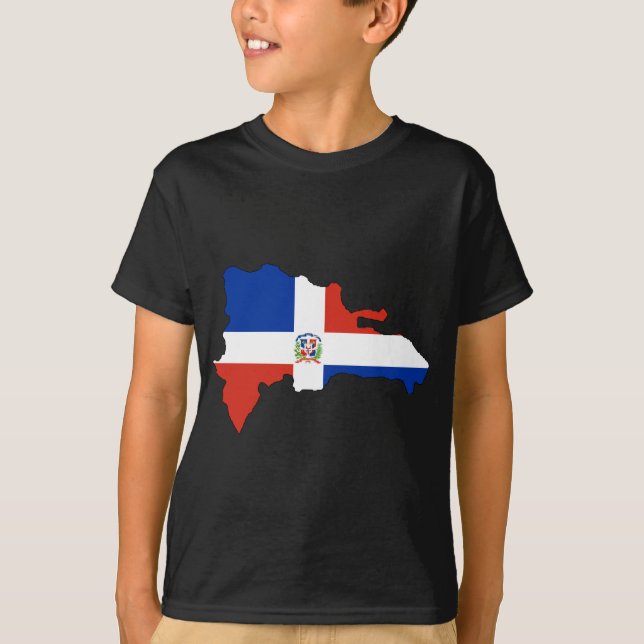 Dominican Republic flag map T-Shirt (Front)