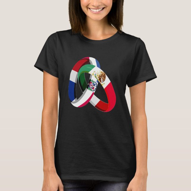 Dominican Republic Flag Mexico Grown Ring Marriage T-Shirt (Front)
