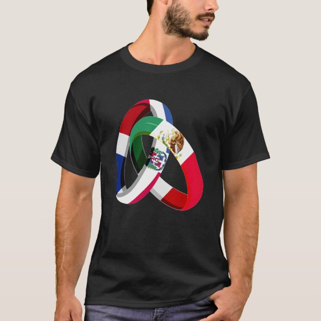 Dominican Republic Flag Mexico Grown Ring Marriage T-Shirt (Front)