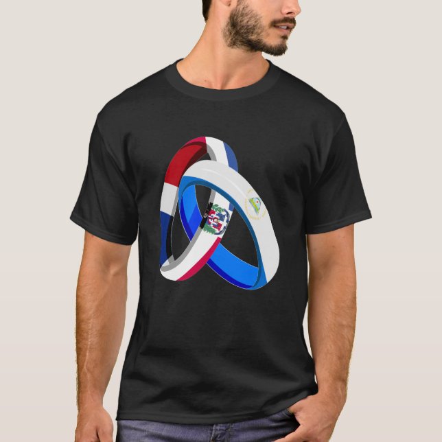 Dominican Republic Flag Nicaragua Ring Marriage We T-Shirt (Front)